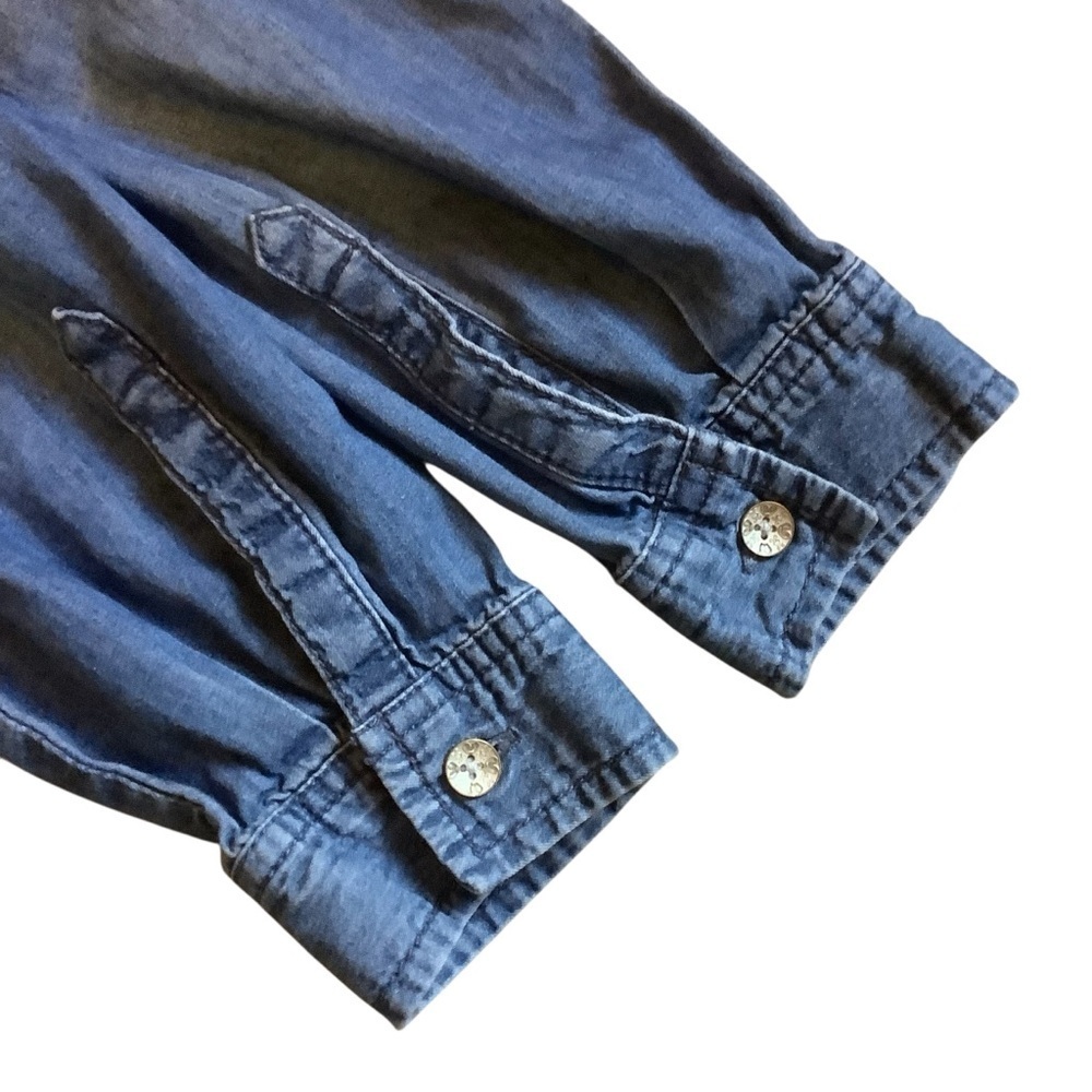 J. JILL MISSY BLUE DENIM LONG SLEEVE/ EMBROIDERED DESIGN SHIRT DRESS/ Size XS - Picture 8 of 12